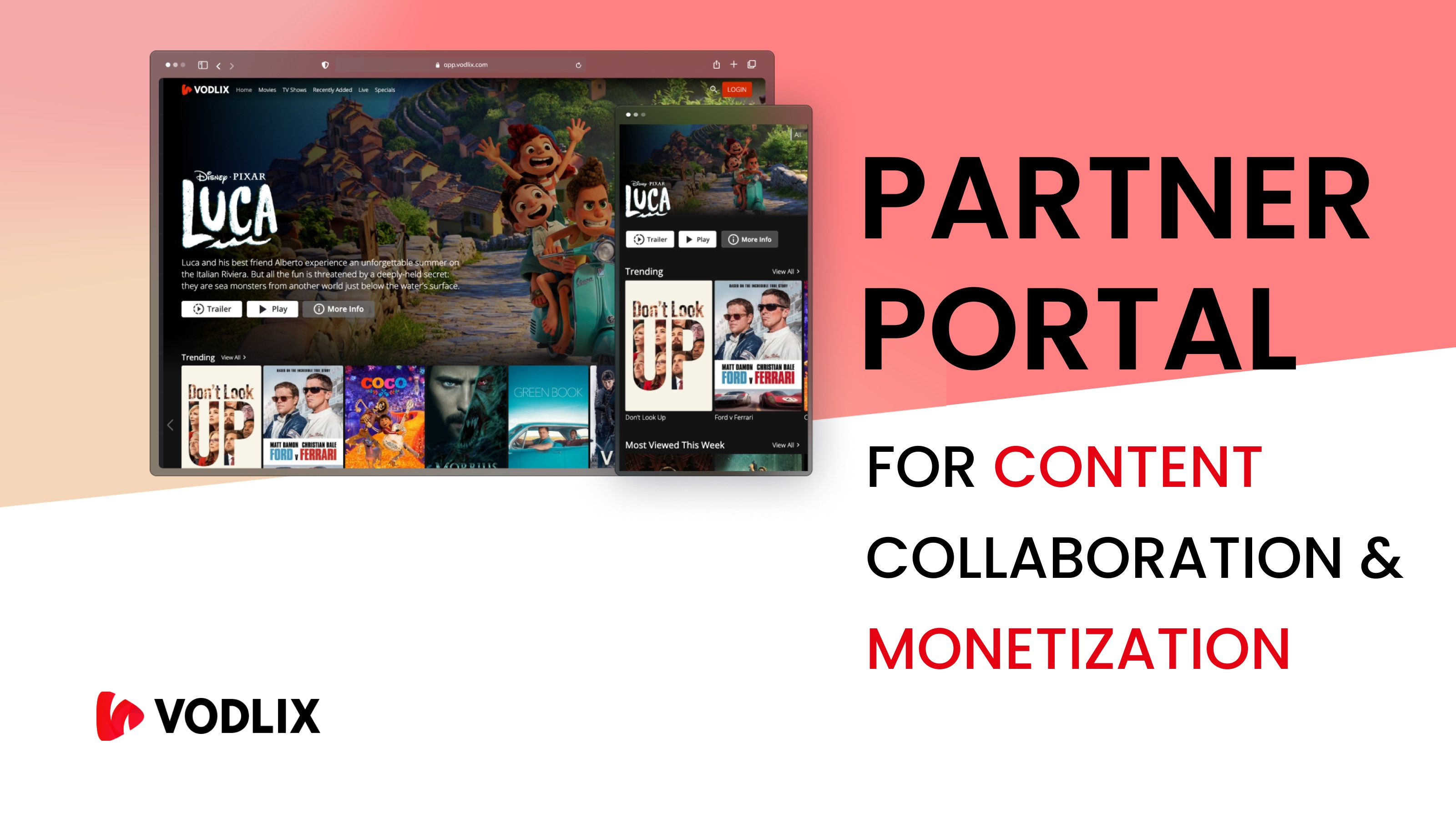 Vodlix Partner Portal for content Collaboration and Monetization